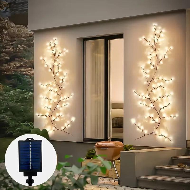 Solar-Powered Rattan Willow Vine Lights, 72 LED Branch String Lights