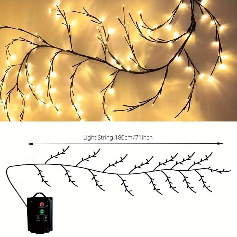 Solar-Powered Rattan Willow Vine Lights, 72 LED Branch String Lights